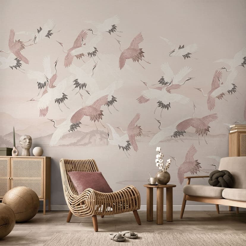 Fototapeta z ptakami Żurawie nad jeziorem - Bloomery Decor