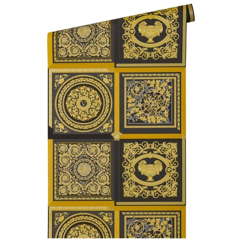 Versace Home klasyczna designerska luksusowa tapeta złota czarna tapeta włókninowa