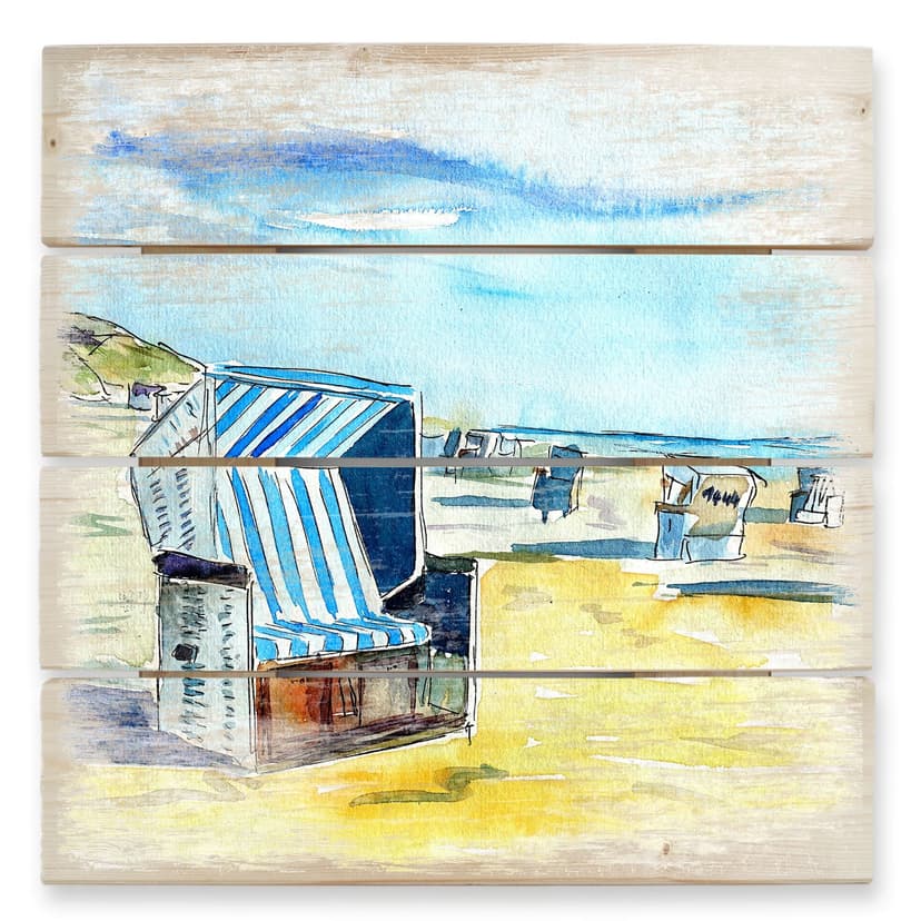 Obraz drewniany Bleichner - plaża Sylt - 40x41,5 cm