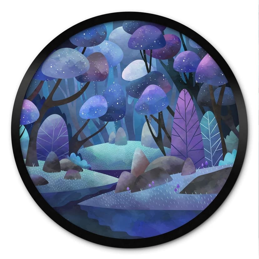 Plakat zaczarowany las w kolorze granatowym - DigitalArtsi - Round