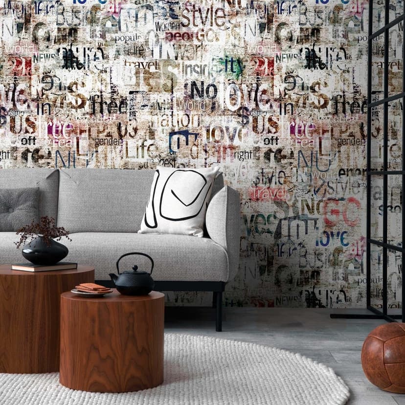 Fototapeta z typografią w stylu vintage - włókninowa tapeta word art - nowoczesna tapeta do salonu