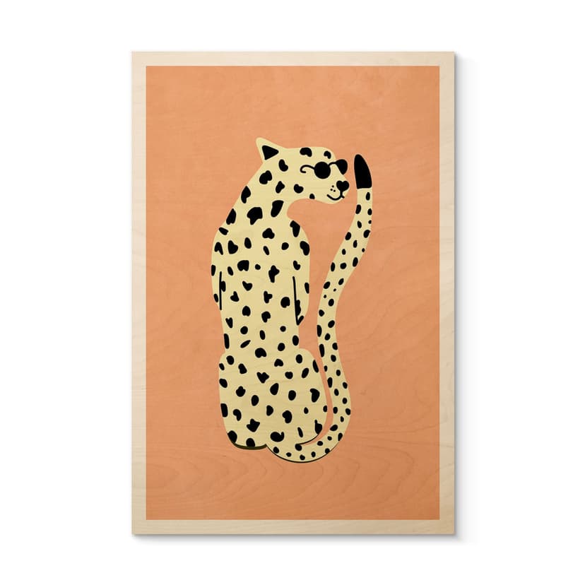 Plakat drewniany elegancki gepard w okularach przeciwsłonecznych - Oltmanns