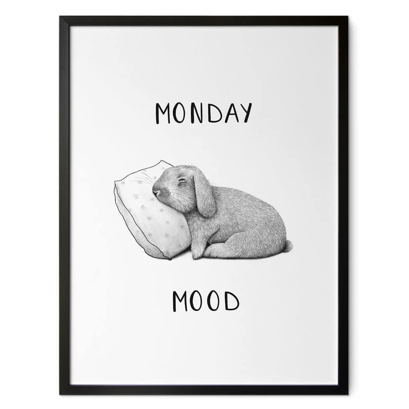Plakat Monday mood - Zając w poniedziałek rano - Korenkova