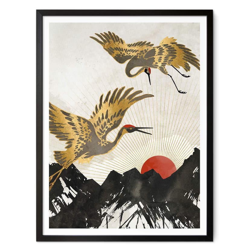 Plakat SpaceFrog Designs - Złote żurawie