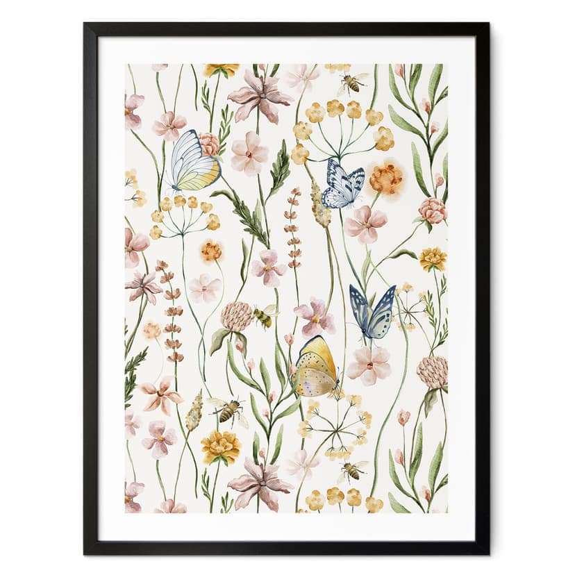 Plakat wiosenna łąka z motylami - UN Designs