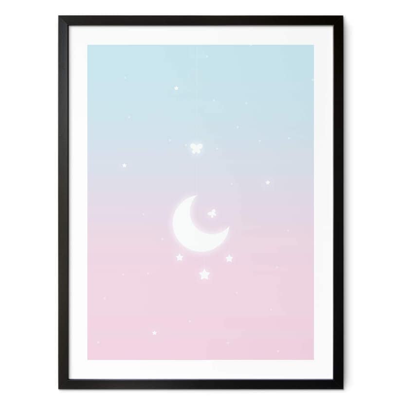 Plakat Thai - Magia księżyca na rozgwieżdżonym niebie