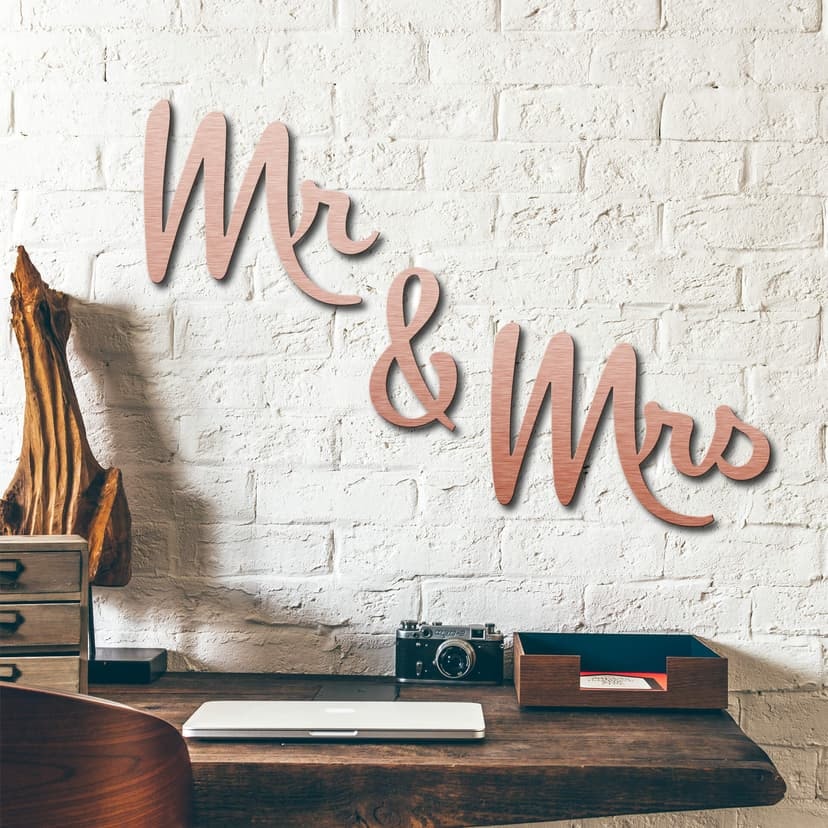 Aluminiowe litery Dibond - efekt miedzi - Mr & Mrs