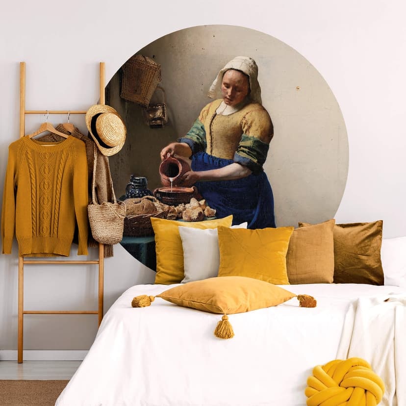 Vermeer - Dziewczyna z dzbankiem mleka - Fototapeta okrągła - tapeta flizelinowa/tapeta flizelinowa