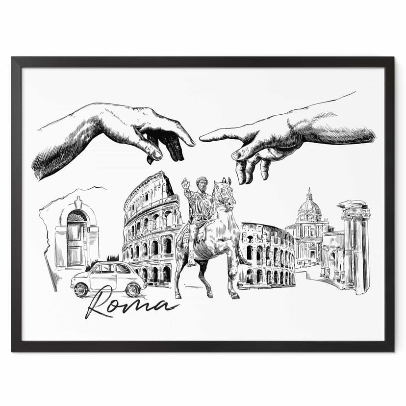 Plakat Roma - Czarno-biały - Pokochaj swoje miasto