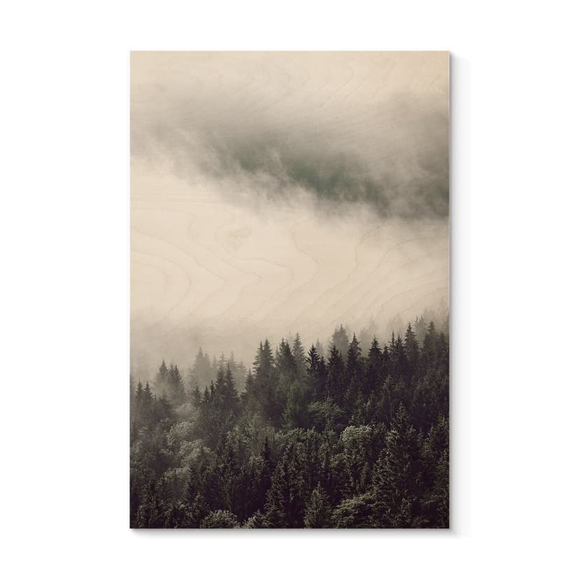 Plakat drewniany Mgła w lesie 02