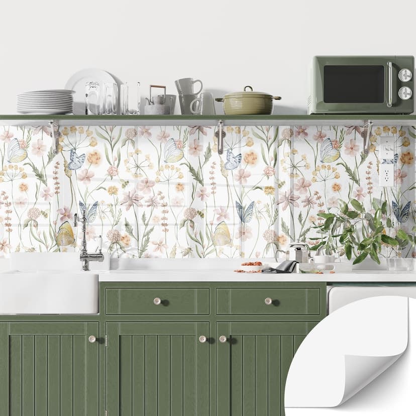 Samoprzylepny panel ścienny do kuchni Wiosenna łąka z motylami - UN Designs