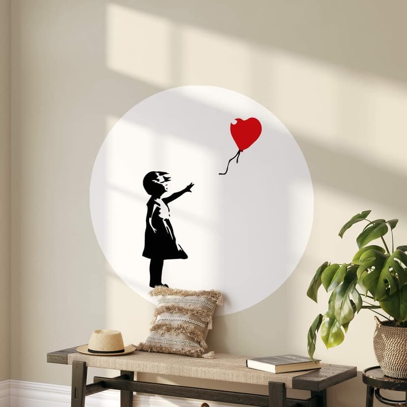 Naklejka na ścianę Banksy - Dziewczynka z czerwonym balonem - Okrągła