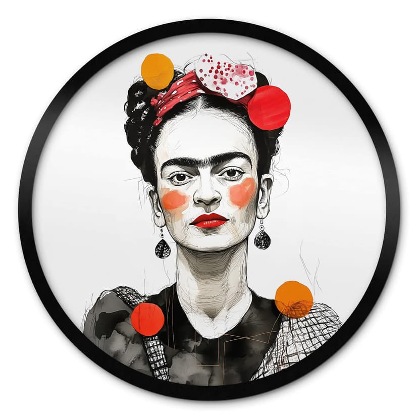 Plakat Frida Kahlo pop art portret - Jaszke - Okrągły