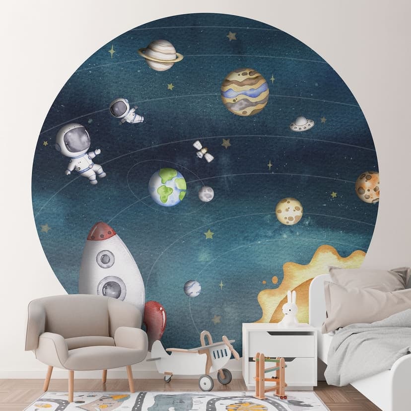 Fototapeta kosmiczna przygoda z astronautami - Oliver Robins - Round - tapeta flizelinowa/tapeta fli