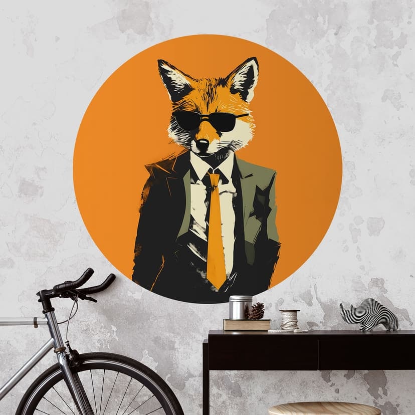 Naklejka na ścianę Cool fox in a suit - Magnusson - Round