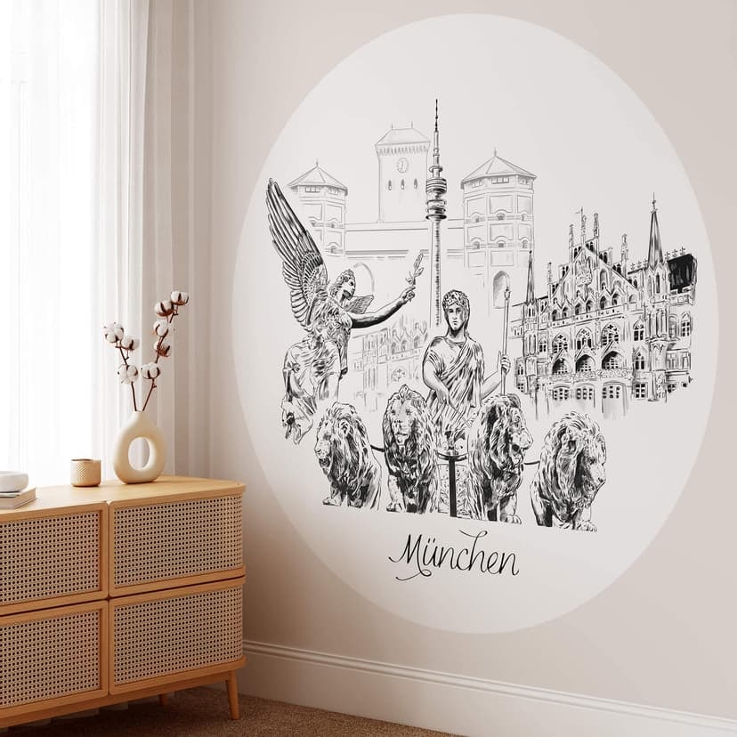 Fototapeta Monachium - Czarno-biały - Okrągły - Pokochaj swoje miasto - tapeta flizelinowa/tapeta fl