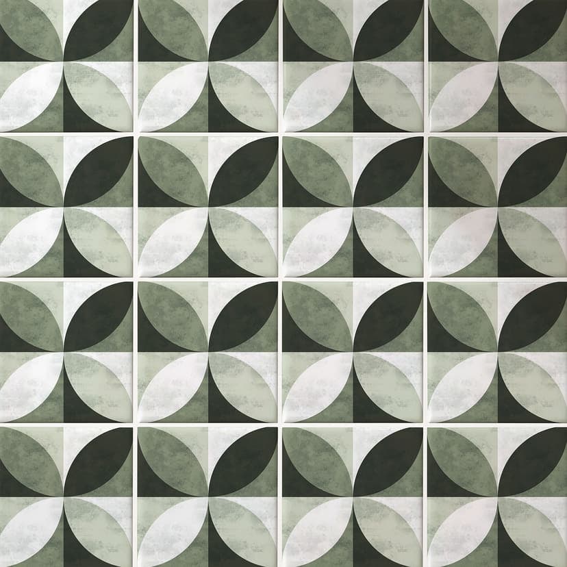 Naklejki na płytki Abstract Flower Pattern - zielone - zestaw 12 sztuk