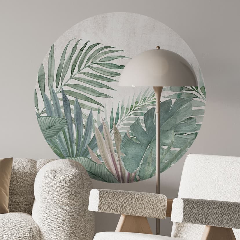 Naklejka na ścianę liście dżungli zielona akwarela - Bloomery Decor - Okrągła