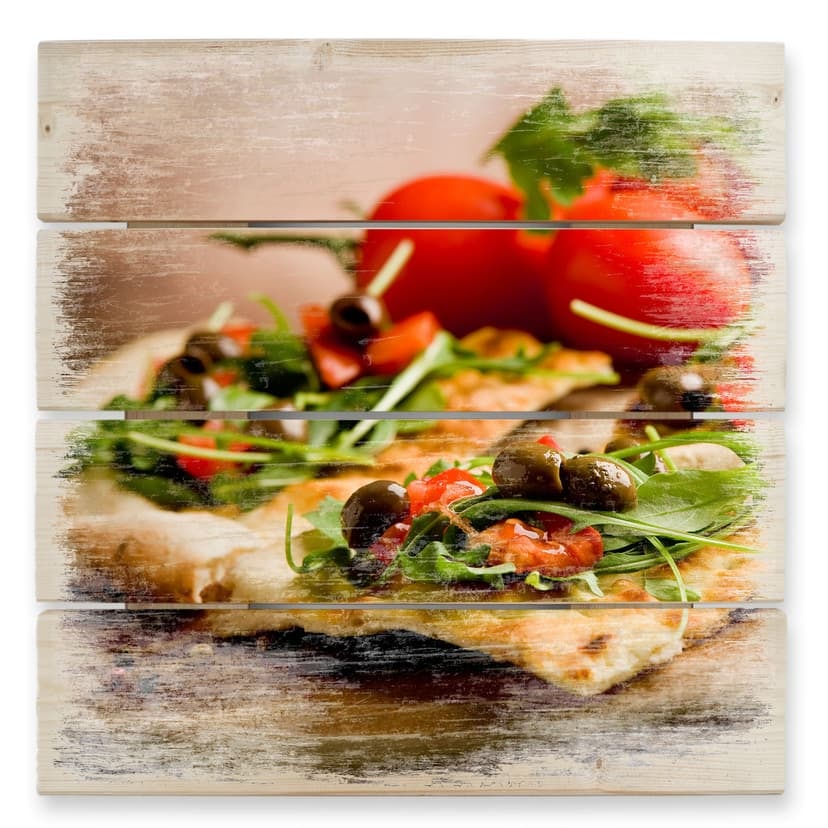 Obraz drewniany Pizza all'Italiana - 40x41,5 cm
