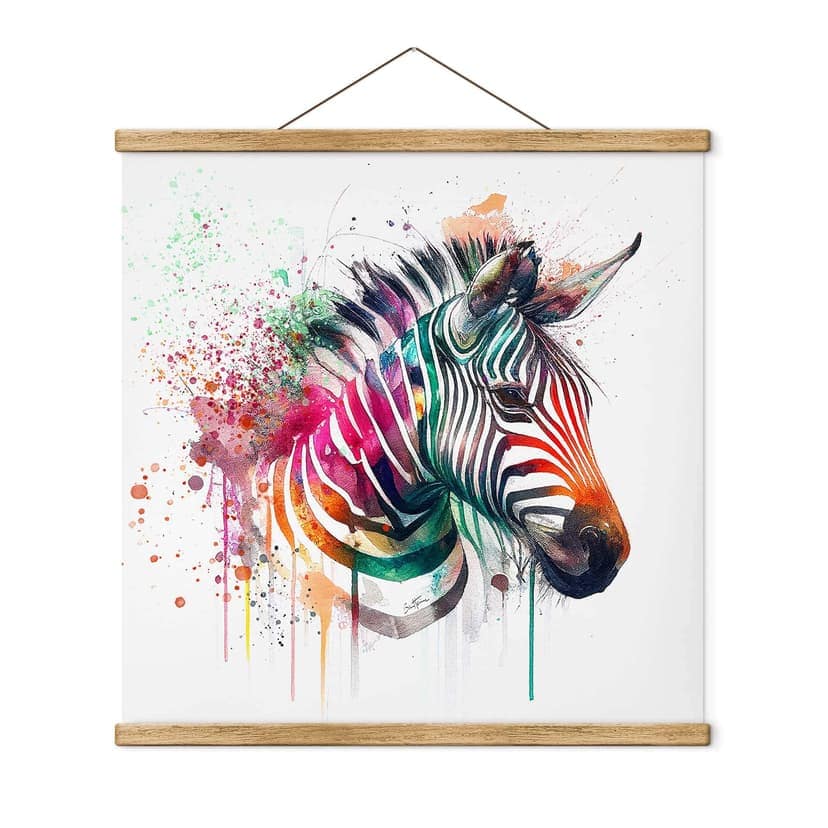 Obraz tkaniny Heine - Tęczowa zebra - Kwadrat