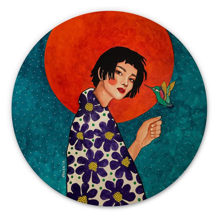 Obraz drewniany Hülya - Leave behind - Round