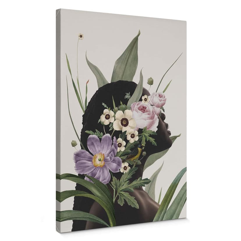 Obraz na płótnie Frida Floral Studio - Sylwetka kobiety z fioletowymi kwiatami
