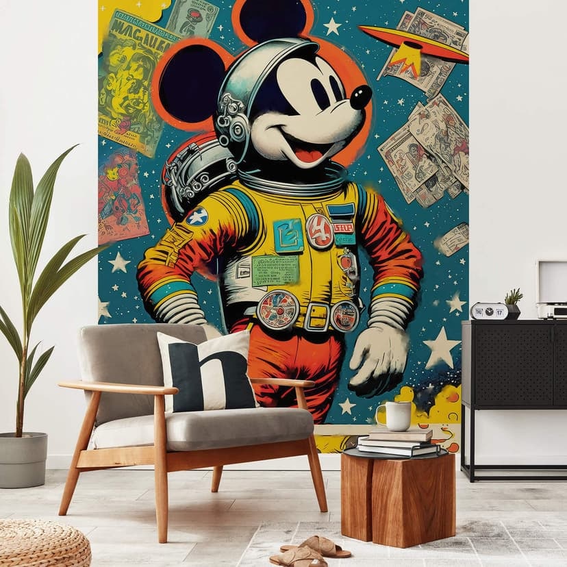Fototapeta Treechild - Mickey jako astronauta w stylu retro