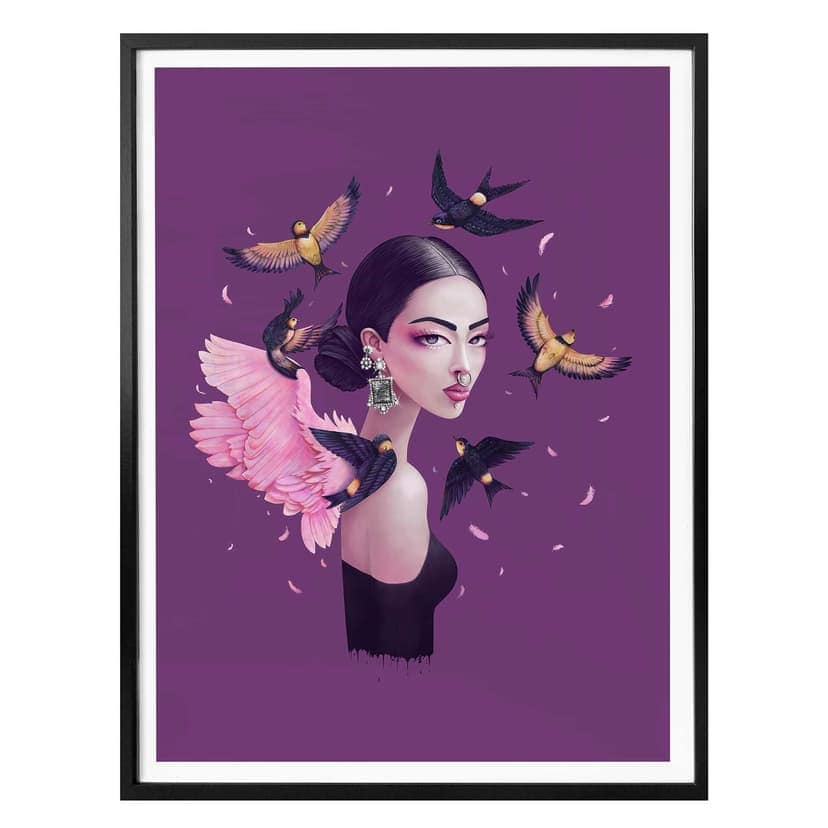 Plakat Korenkova - Boho Girl 1 fioletowy