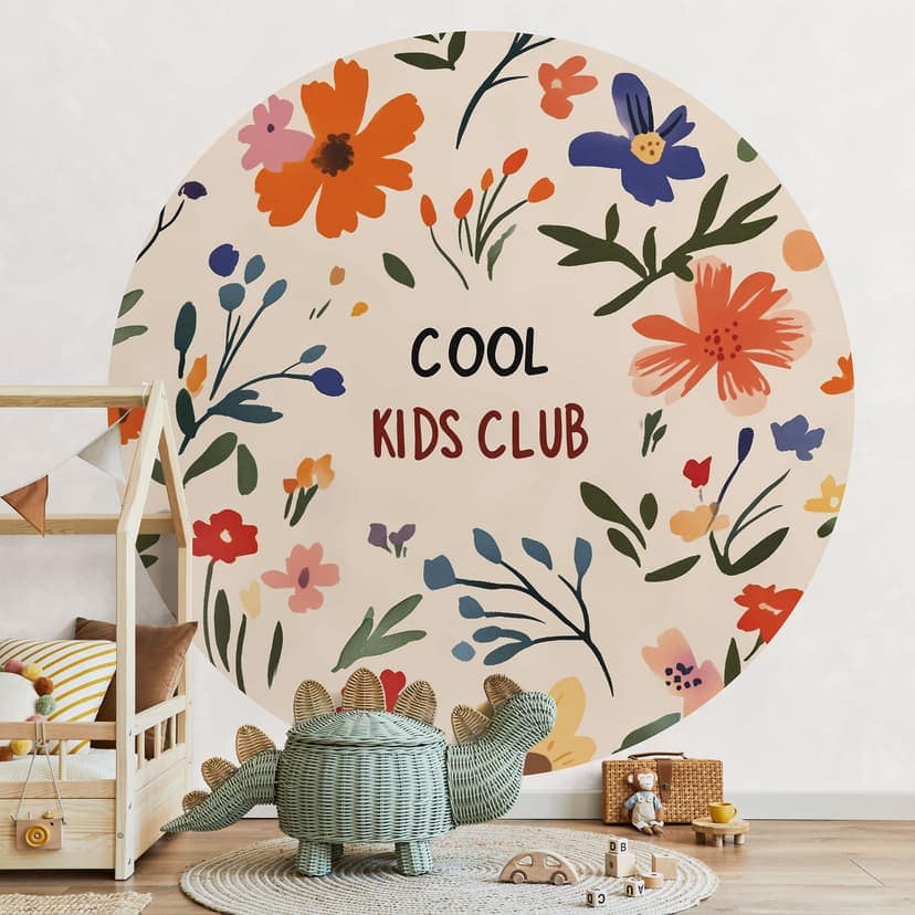 Fototapeta dla dzieci - Cool Kids Club Kolorowe kwiaty - Treechild - Okrągła - Samoprzylepna / nietkana