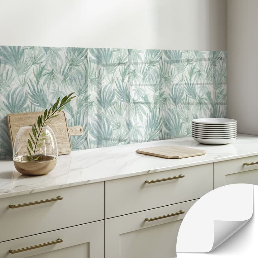 Samoprzylepny panel ścienny do kuchni z liśćmi palmy w dżungli - Bloomery Decor