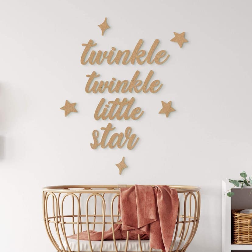 Mówiąca dekoracja ścienna do pokoju dziecięcego - Twinkle twinkle little star - MDF nature