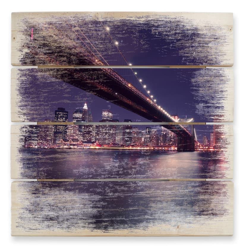 Obraz drewniany Światła w New York - 40x41,5 cm