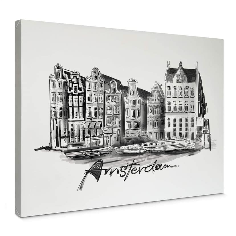 Obraz na płótnie Amsterdam - Czarno-biały - Love your City
