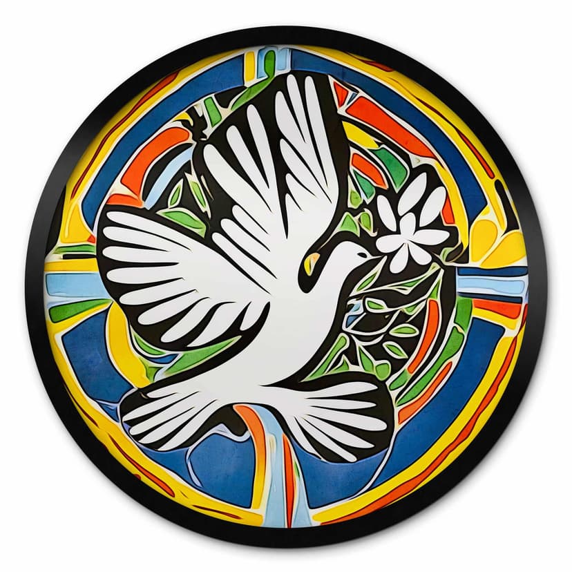 Plakat Kolorowy Gołąb Pokoju - Inspirowany Matisse'em - Zamart - Okrągły