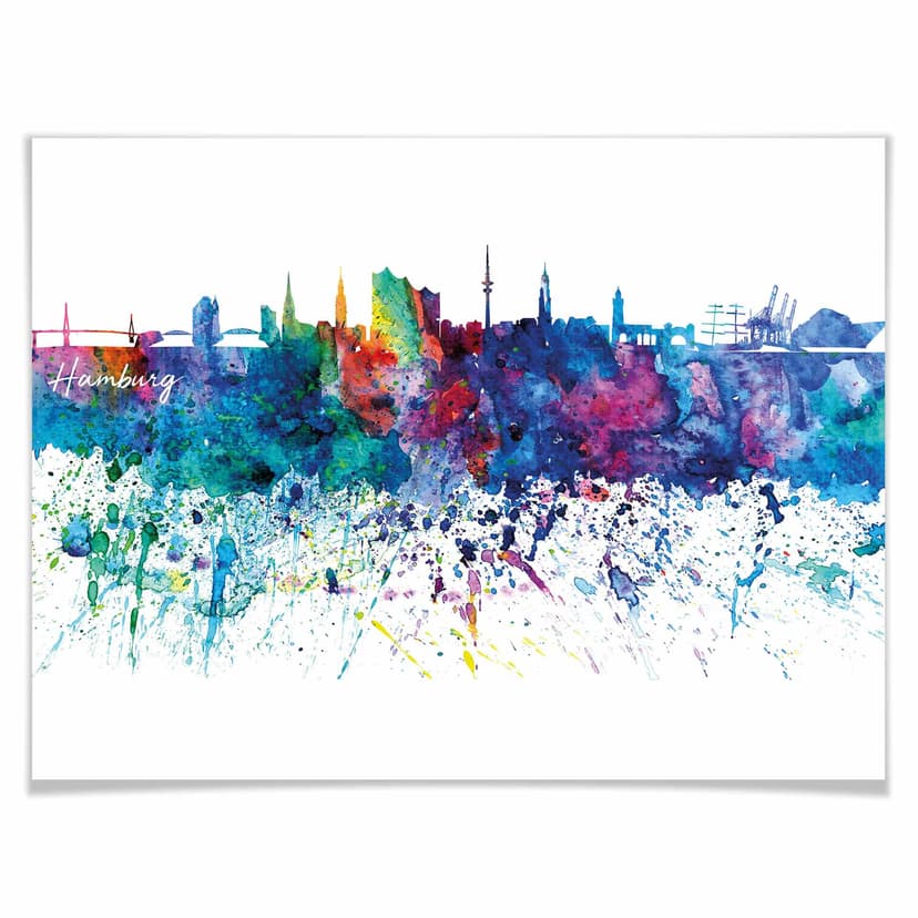 Plakat Bleichner - Akwarelowa panorama Hamburga