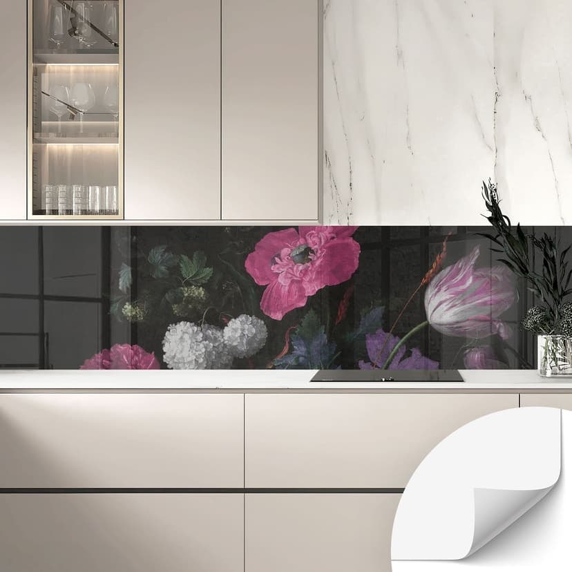 Samoprzylepny panel ścienny do kuchni Kwiatowy bukiet w stylu mignon - Bloomery Decor