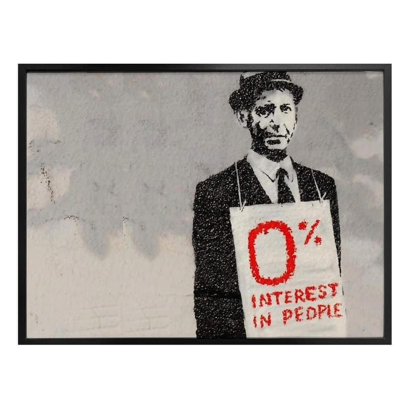 Plakat Banksy - Zero zainteresowania ludźmi