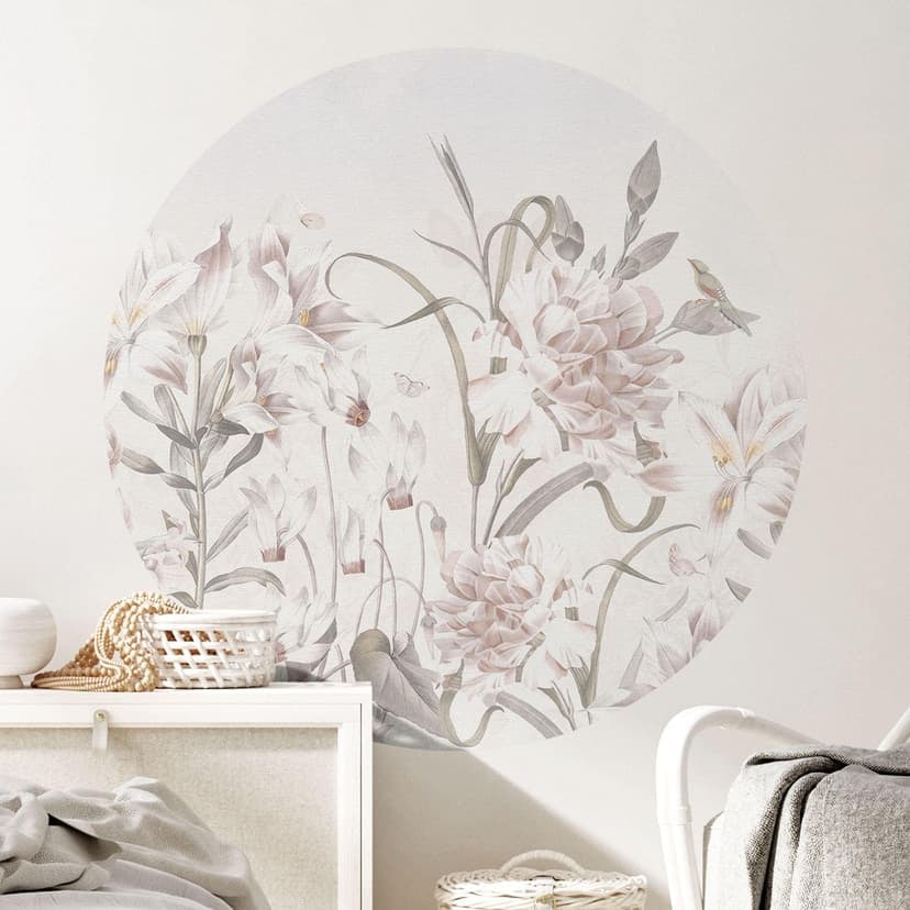Naklejka na ścianę w kolorze jasnoróżowym - Bloomery Decor - okrągła