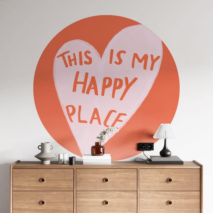 Naklejka na ścianę This is my happy place with heart - Fritsch - Round