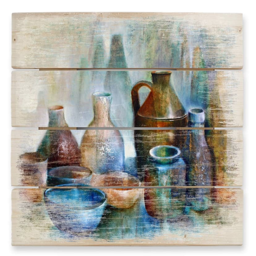 Obraz drewniany Schmucker - Martwa natura z niebieską misą - 40x41,5 cm