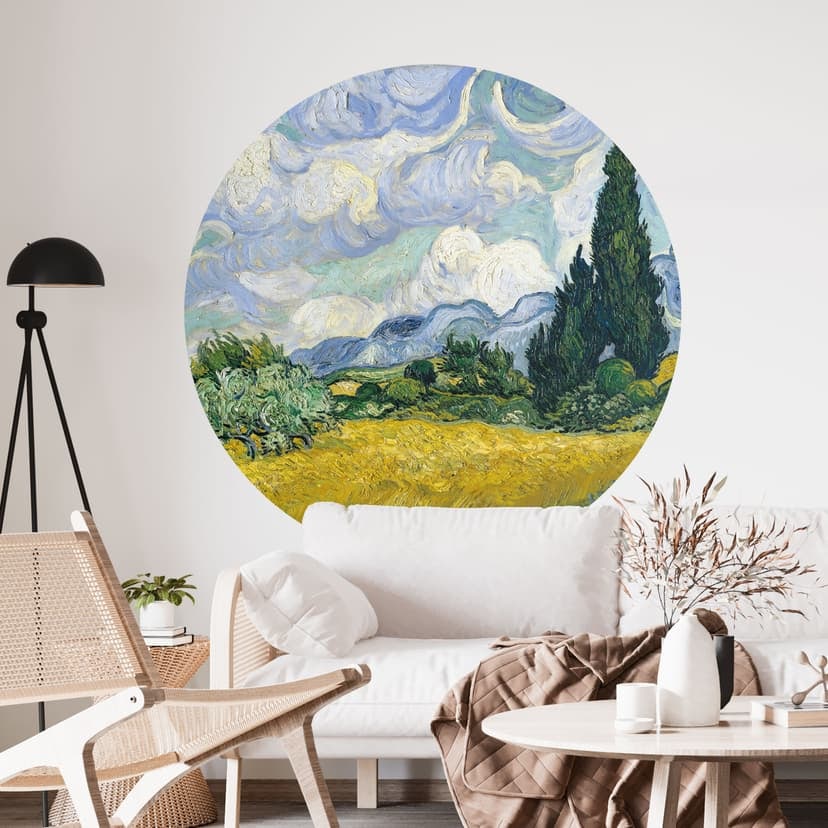 Naklejka na ścianę van Gogh - Pole pszenicy z cyprysami - Okrągła