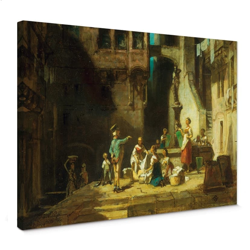 Obraz na płótnie Spitzweg - Praczki przy fontannie