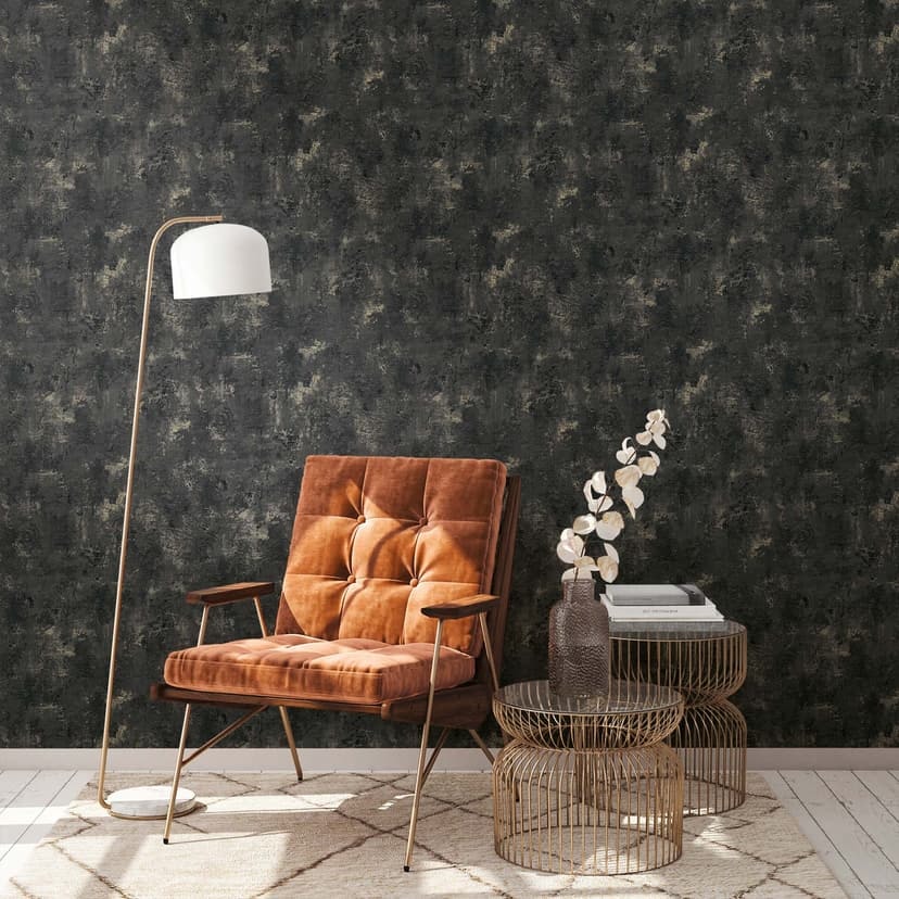Tapeta czarne złoto beton wygląd vintage włóknina tapeta beton tynk wygląd salon
