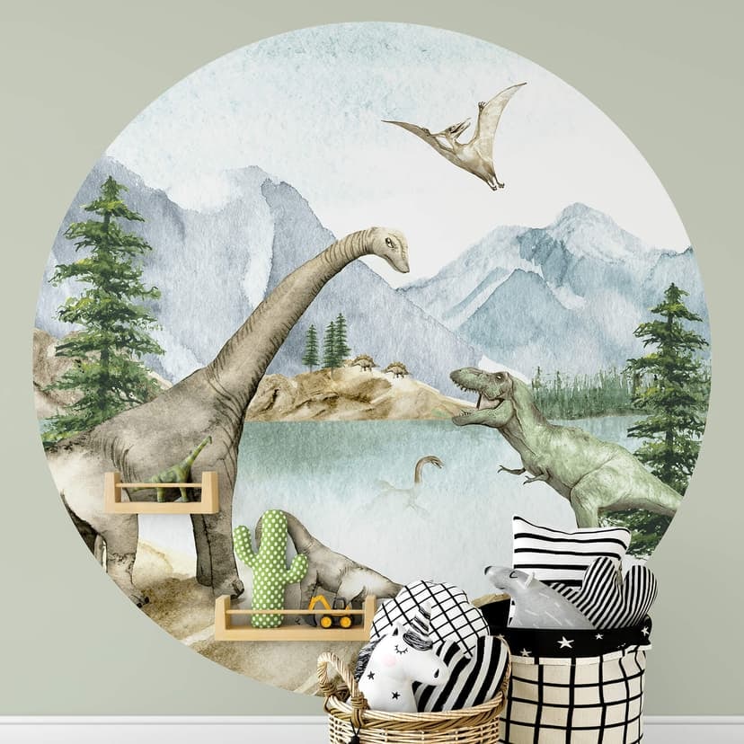 Kikki Belle - Świat dinozaurów - Fototapeta okrągła - tapeta flizelinowa/tapeta flizelinowa samoprzy