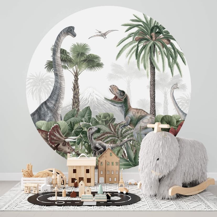 Kikki Belle - Przygoda z dinozaurami - Okrągła fototapeta - tapeta flizelinowa/tapeta flizelinowa sa