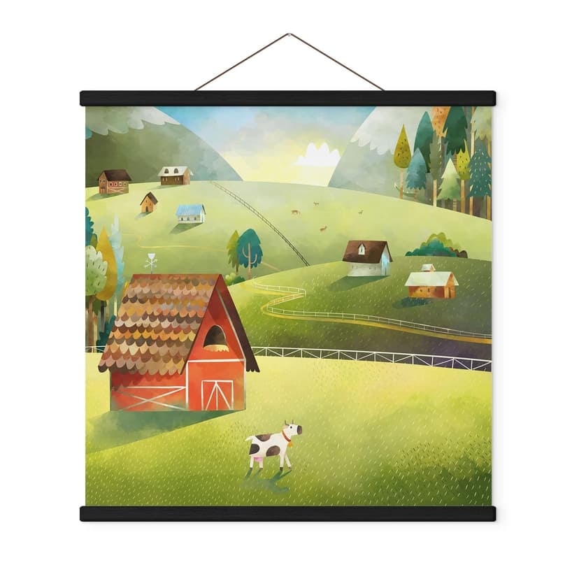 Obraz tkaniny Kolorowa farma w górach - DigitalArtsi