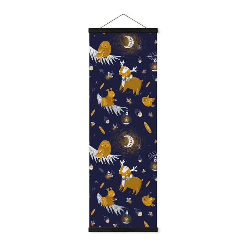 Zwierzęta leśne nocą - UN Designs - Panorama