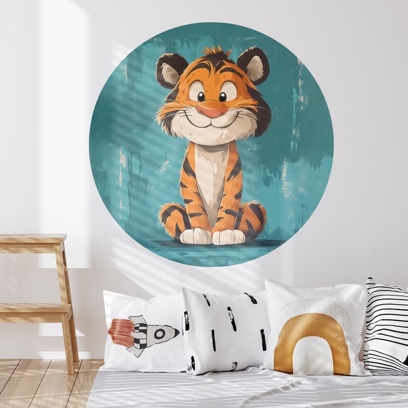 Naklejka na ścianę do pokoju dziecięcego Happy tiger cub - Magnusson - Round