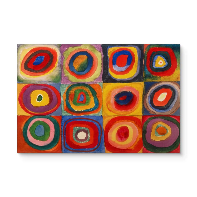 Plakat drewniany Kandinsky - Studium kolorów kwadratów i koncentrycznych pierścieni