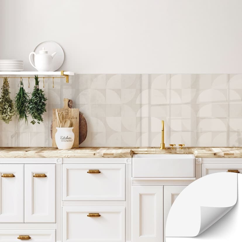 Samoprzylepny półokrągły panel ścienny do kuchni w stylu retro - Bloomery Decor
